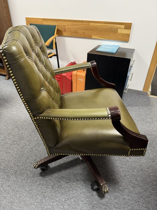 Scaun birou chesterfield piele verde