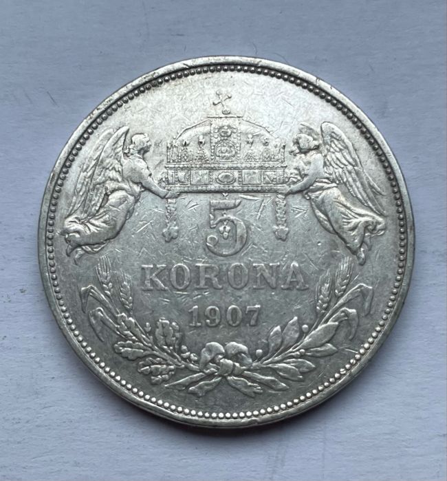 5 Koroane 1907 Argint Austro-Ungaria