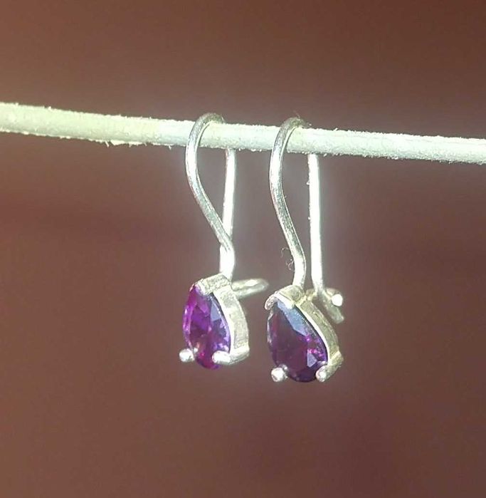 Сребърни обеци с аметист
