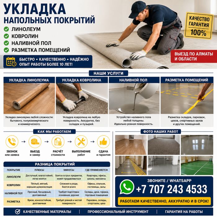 Укладка линолиум • ковралиын•  шнуыр • разметка • налвнои • газон •тез