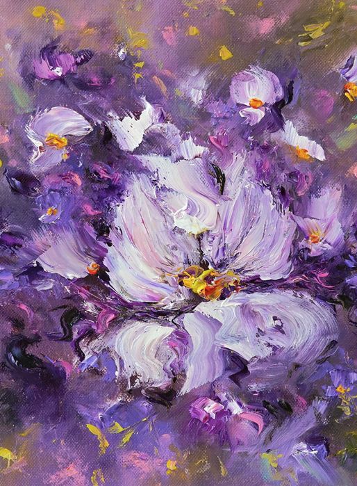 Картина, Принт върху хромирана хартия, Селска къща, Пейзаж, Цветя