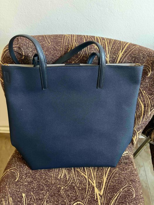 Geanta tote, Michael Kors, Piele naturala, Albastru inchis