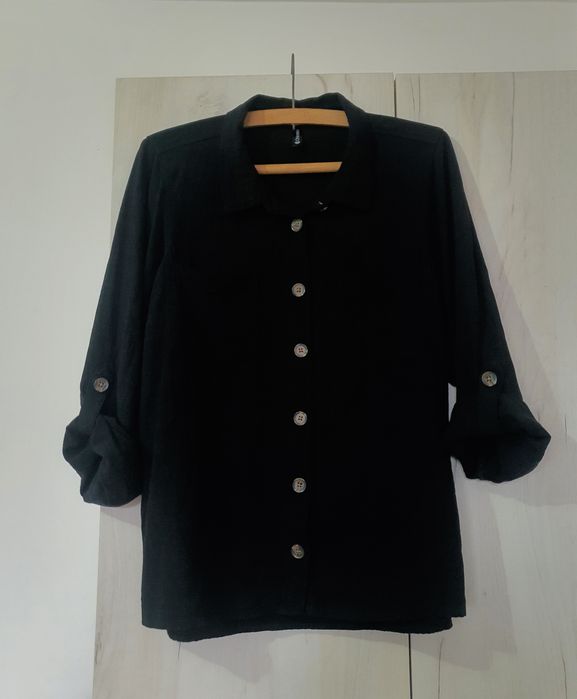 Cămașă damă neagră Chicoree vâscoză si IN oversized XL M L casual office minimalist