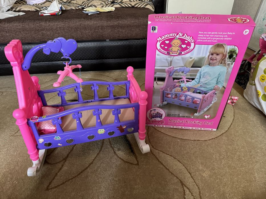 Коляска, кроватка для кукол, интерактивная кукла baby Annabelle