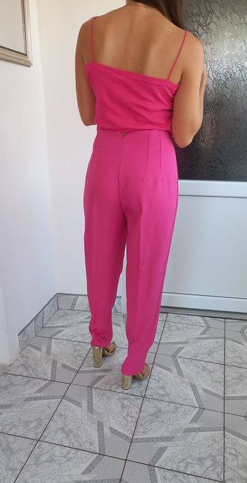 Pantaloni imitatie Zara verzi,roz fucsia marimea L