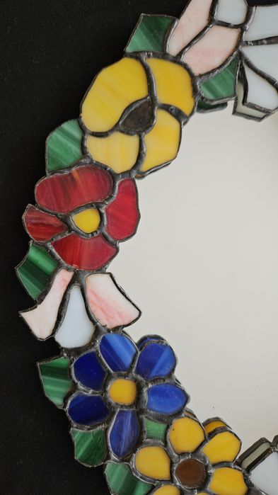 Vitraliu sticla Murano,oglinda cu rama din vitraliu