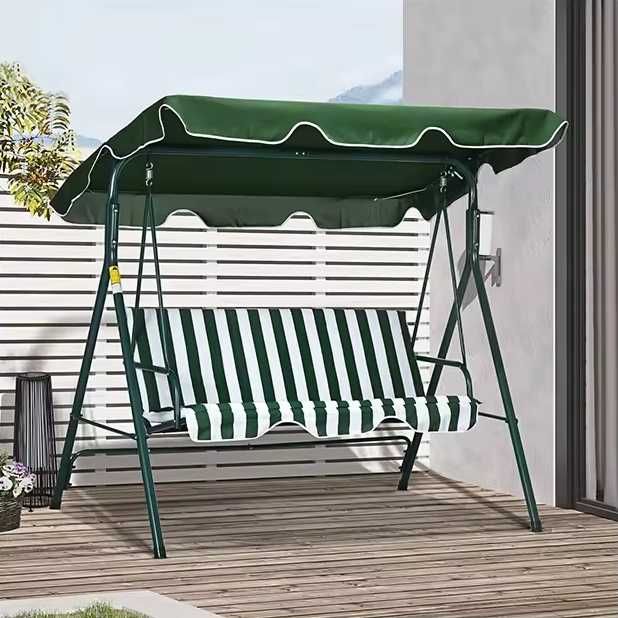 Balansoar Leagan Banca Metal Verde Curte Gradina Terasa 3 Persoane Relaxare Livrare GRATUITA !