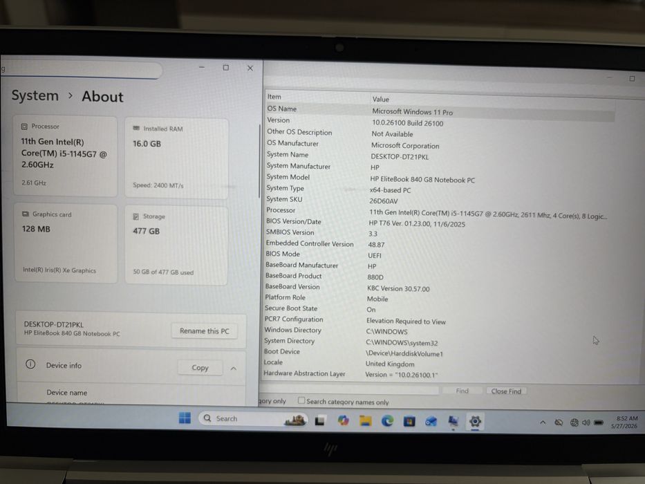HP EliteBook 840 G8 Premium (i5 Gen 11, 16GB RAM, 512GB SSD) + Cadou Kit Wireless Dell (Mouse/Tastatură)