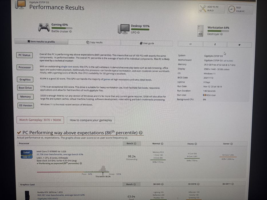PC gaming i7-9700k, rtx 3070, 32gb ram, 128 ssd1, 512 ssd2, 1 tb hdd