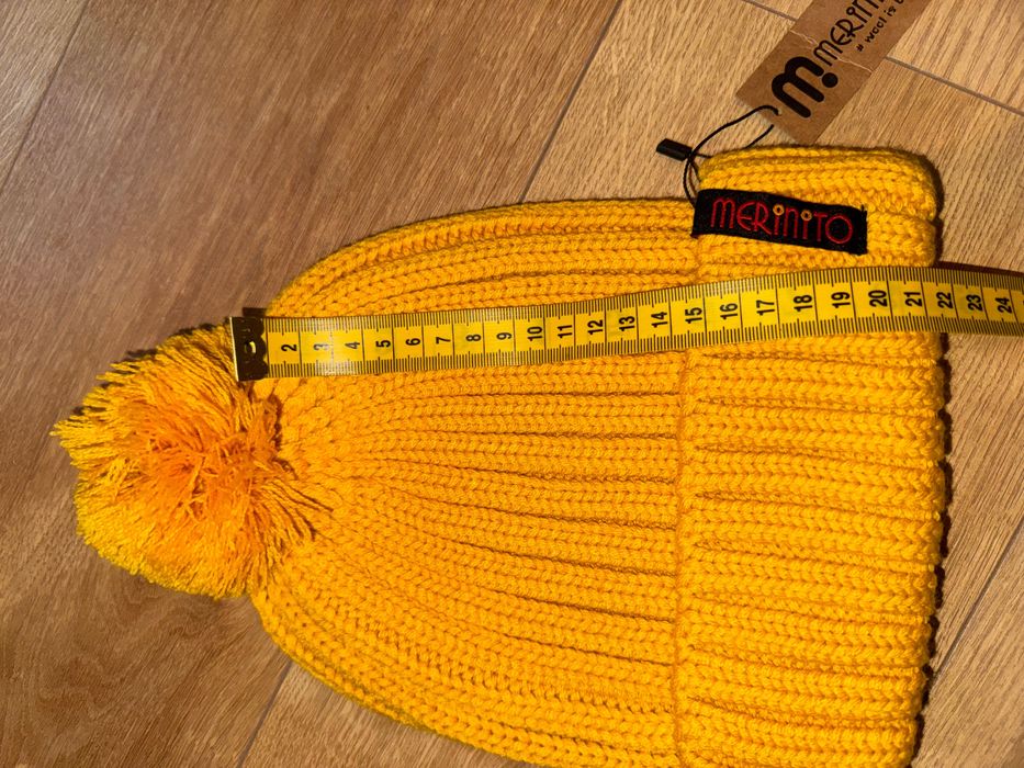 Caciula unisex galben mustar 50% lana Merinito