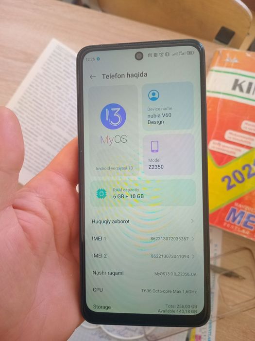 ZTE NUBIA V 60 30kun kafolati bilan