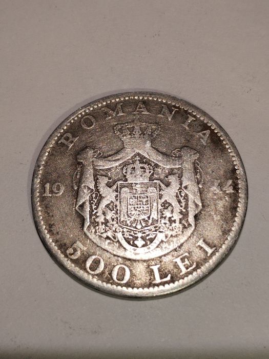 Monedă 500 lei 1944 Regele Mihai l Inscripțio pe muchie NIHIL SINE DEO