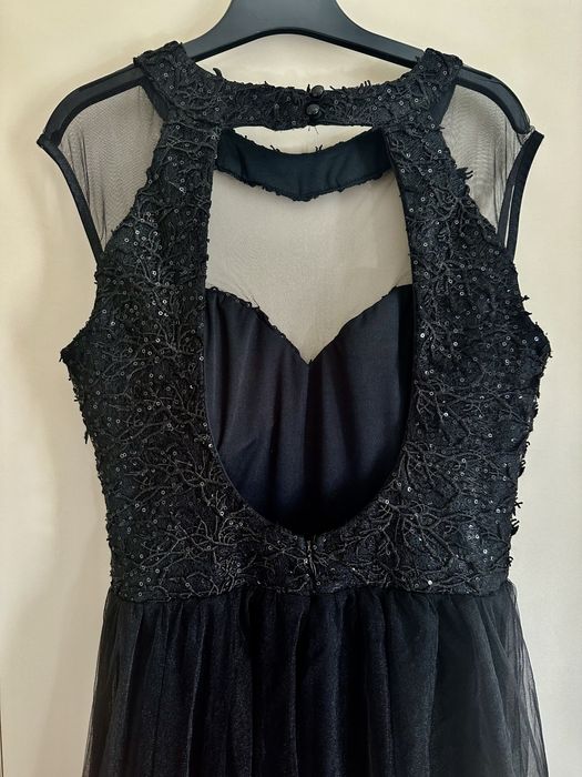 Дълга черна официална рокля - размер 38