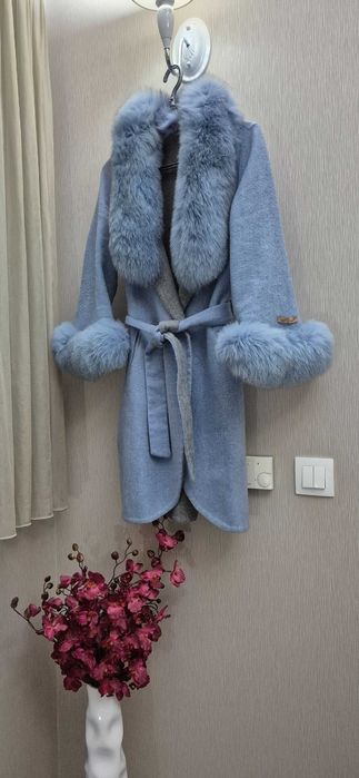Палто алпака с естествен косъм от лисица