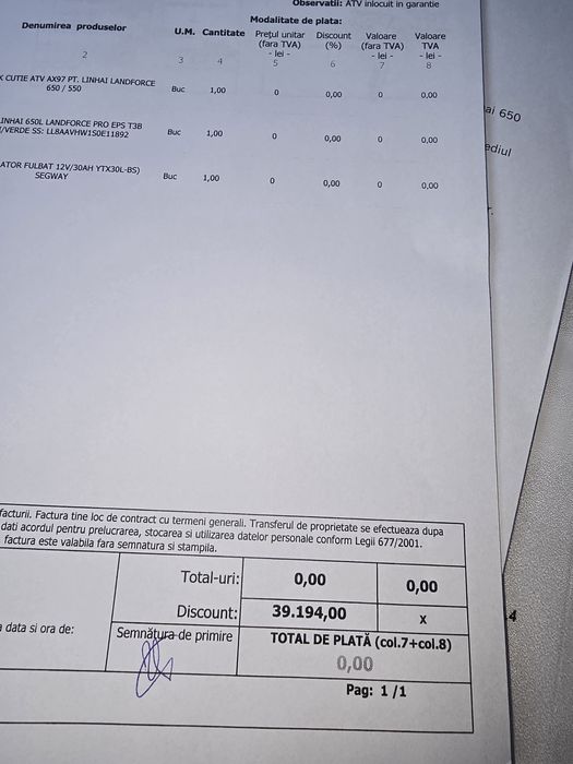 Atv linhai 650 pro nou nout cu folia pe el