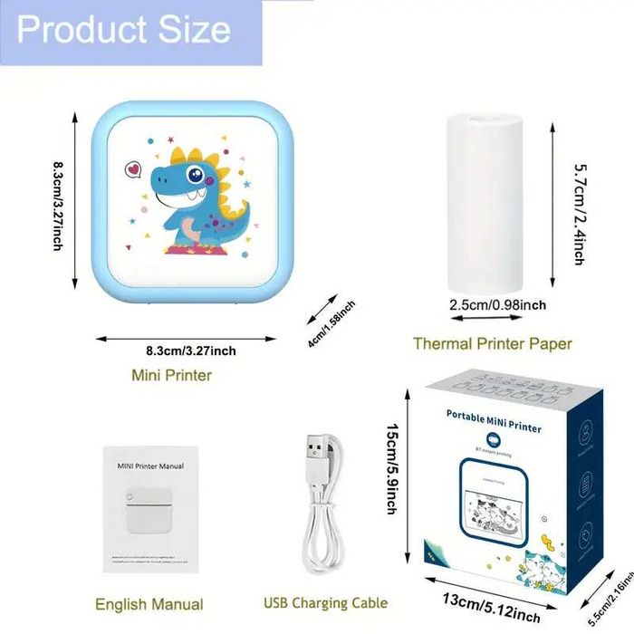 Мини термопринтер за деца с Bluetooth различни цветове