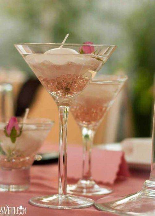 Комплект стъклени чаши и вази Мартини