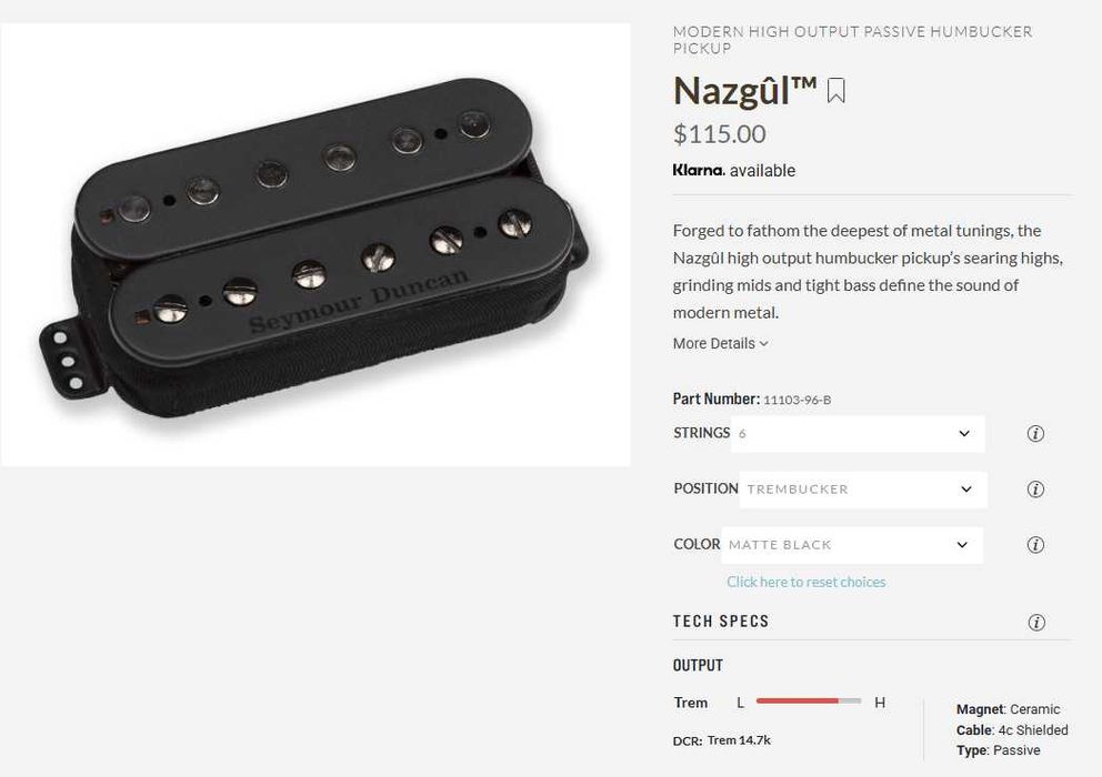 Seymour Duncan Nazgul / Sentient pickup set - Комплект адаптери за китара