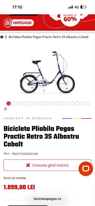 Vand bicicleta pegas practic pliabila verde