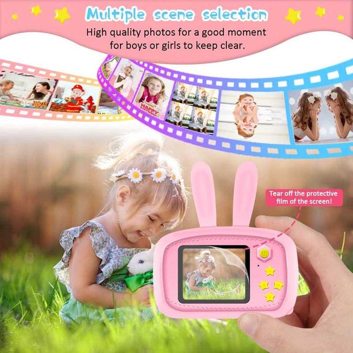 Детски фотоапарат STELS W310, Игри, HD Камера, Розов, Син, Жълт, Бял