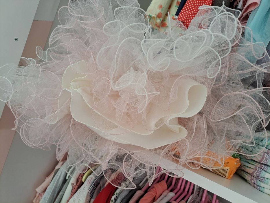 страхотна розово-бяла официална рокличка (КАТО НОВА!)