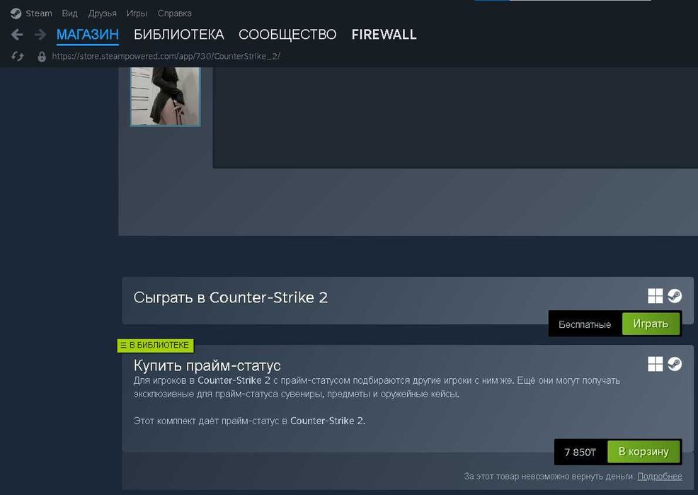 Steam Аккаунт прайм CS2 +  22 000ТГ баланс