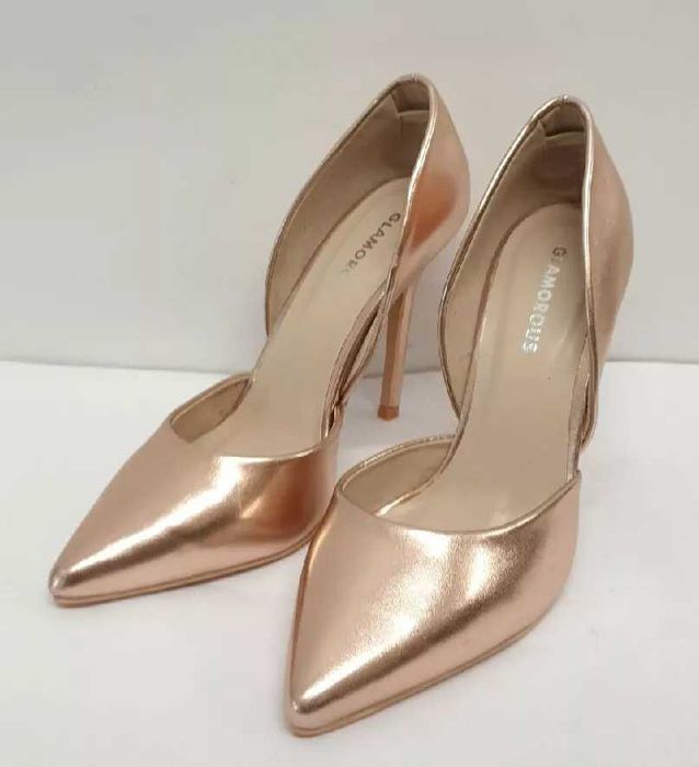 Pantofi dama Glamorous Rose Gold Heeled Courts noi la cutie