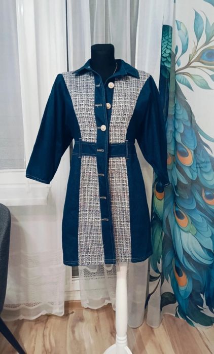 Rochie denim si tweed marca River Island M