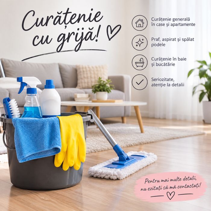 Ofer servicii de curățenie la domiciliu în Oradea.
