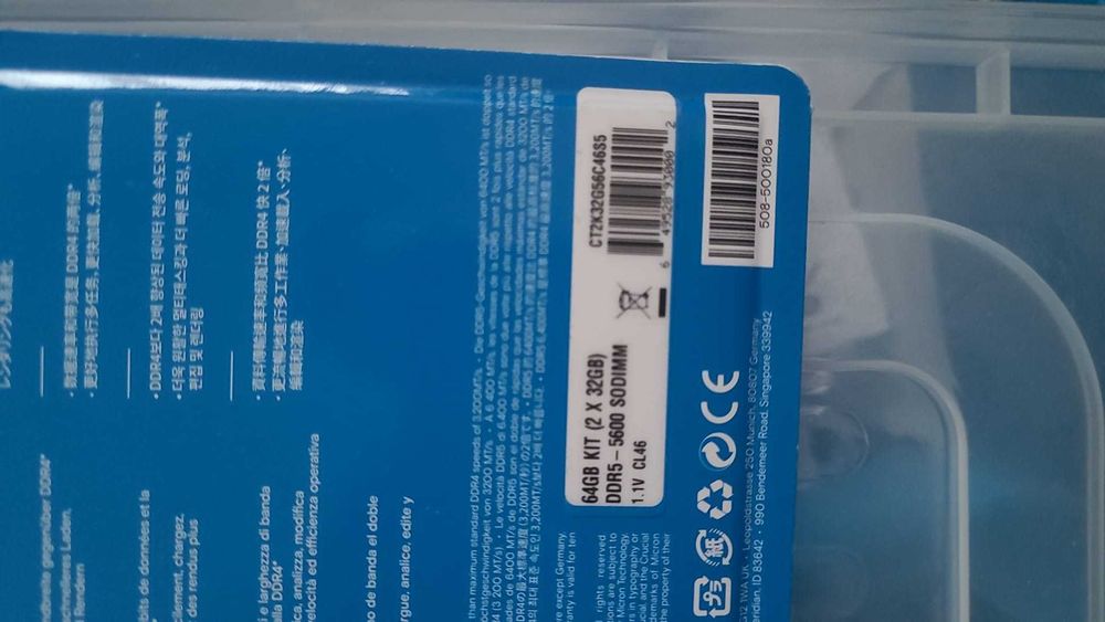 memorie sodim crucial 64 GB DDR5 5600MHz , Notebook , kit dual , sigilat , nou