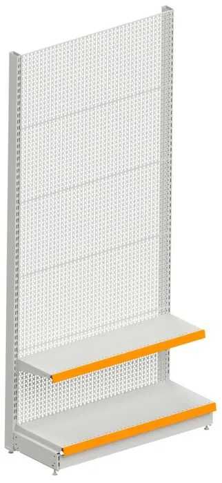 Крайстенен стелаж с перфориран гръб за закачане на куки и рафт