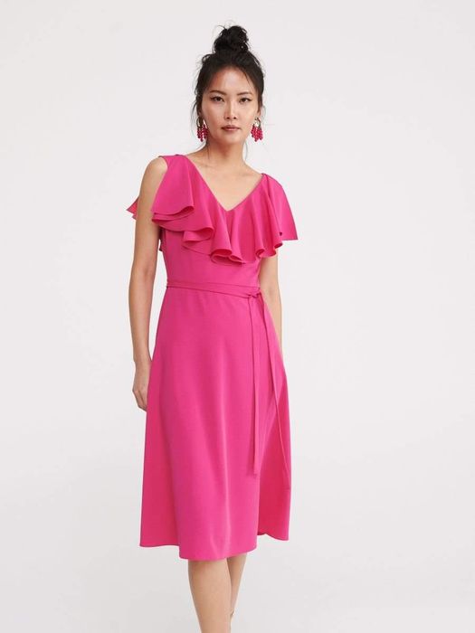 Rochie roz XS cu volanas, Reserved, noua