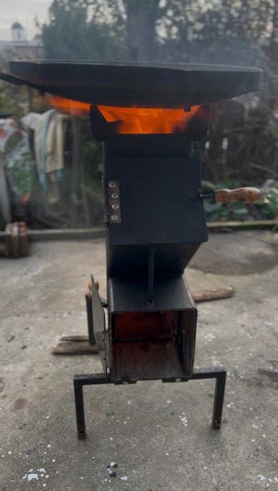 Sobă rachetă  – Oțel 5mm, 150x150x5mm / 120x120x4mm