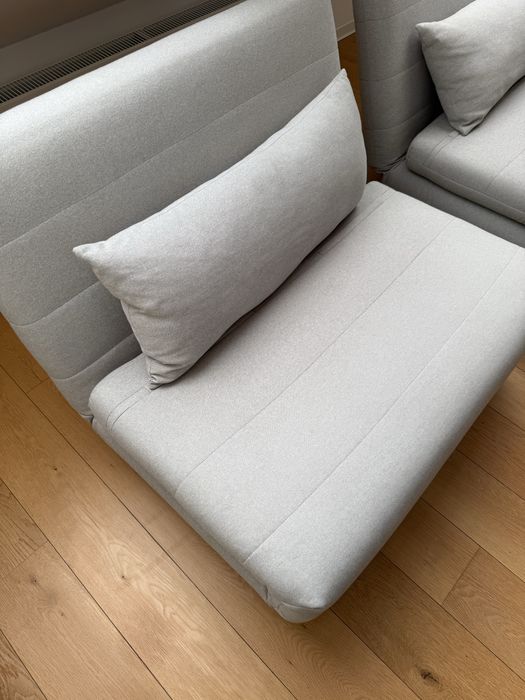 Set 2 fotolii textile extensibile gri deschis 103x191 cm