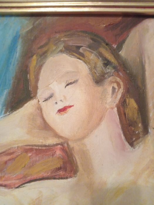 Tablou Nud Feminin – Ulei pe pânză cu ramă, 60x70 cm (Stil Impresionist)
Descriere