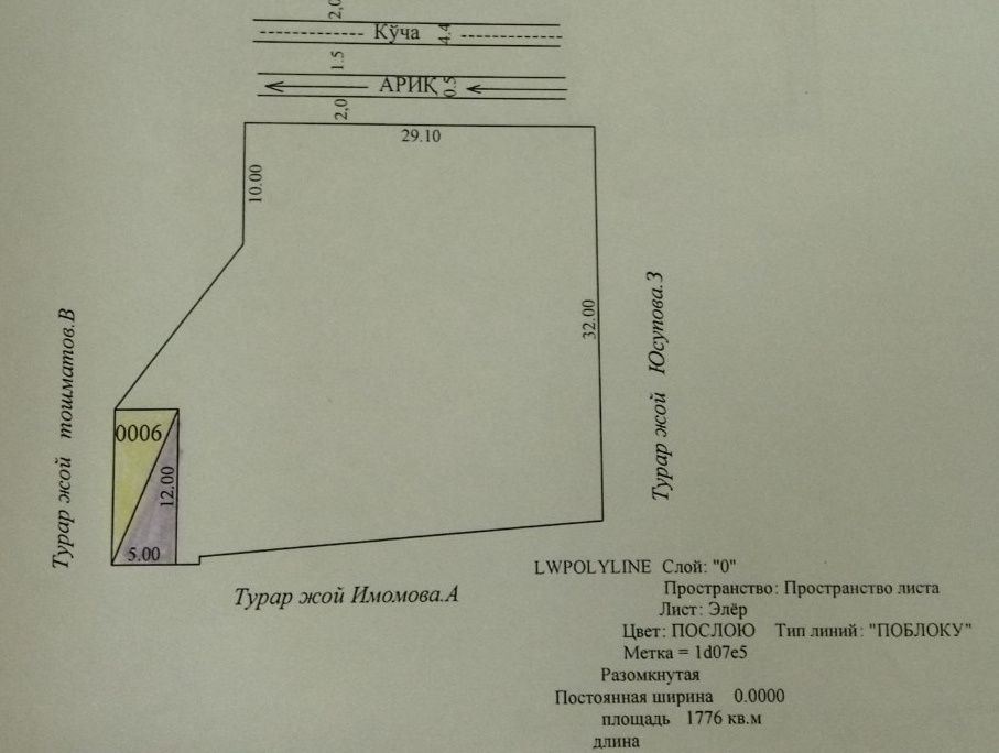 Зафар шахарчасида ер сотилади.