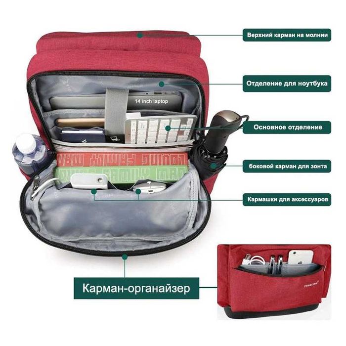 Tigernu® T-B3513 рюкзак городской | 14” |USB