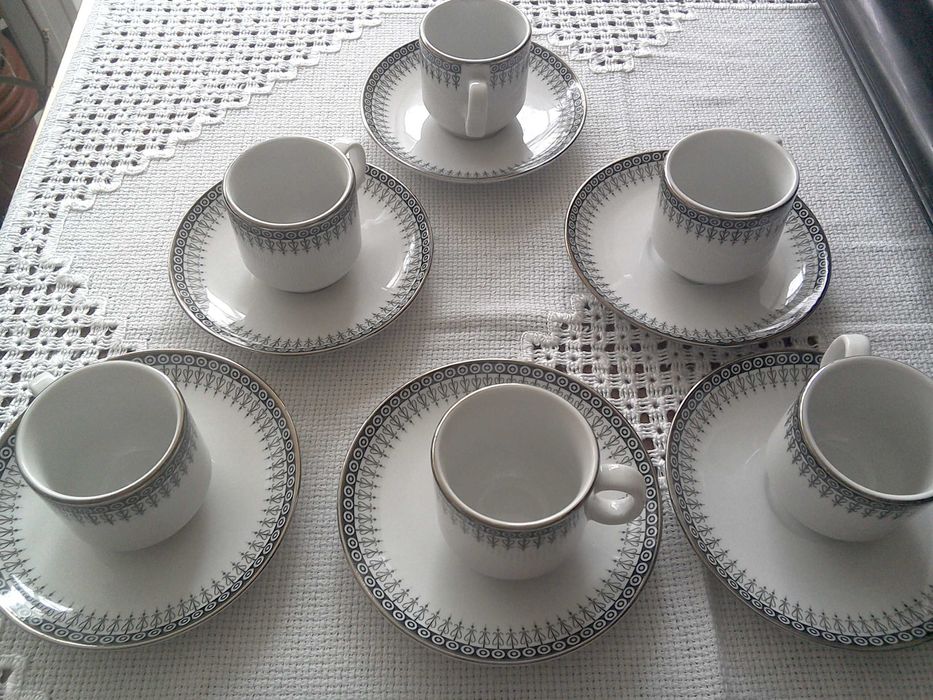 Servici cafea expresso, porțelan fin - 6 + 6 bucăți - 90 ml.
