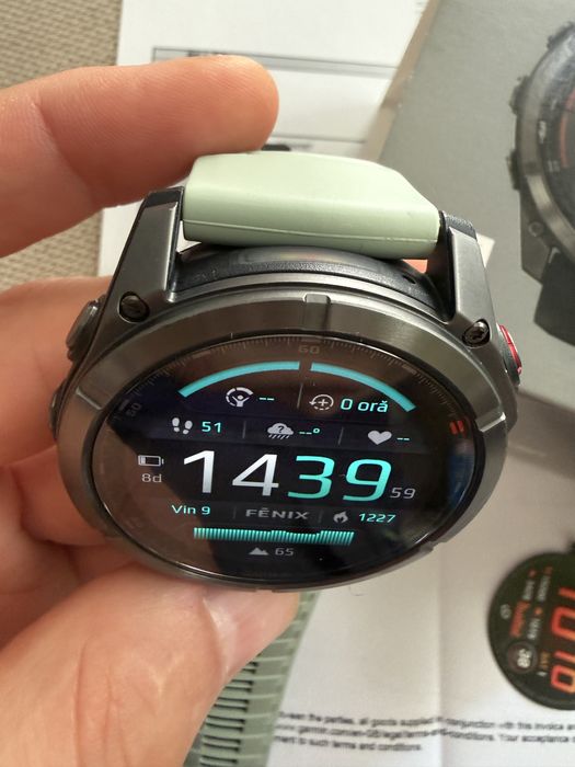 Garmin Fenix 8 Pro 51mm AMOLED Sapphire - Factură Garmin Oct. 2025 + Curea NOUA verde mentă