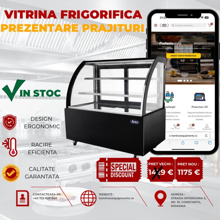 Vitrina Rece Pentru Prajituri 90 Cm , 120 Cm, 150 Cm  In Stoc