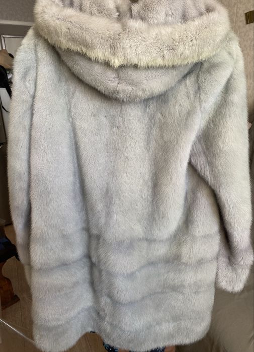 Шуба норковая голубая