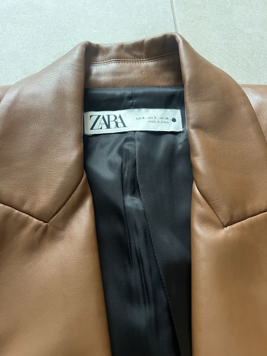 Кафяво кожено сако Zara