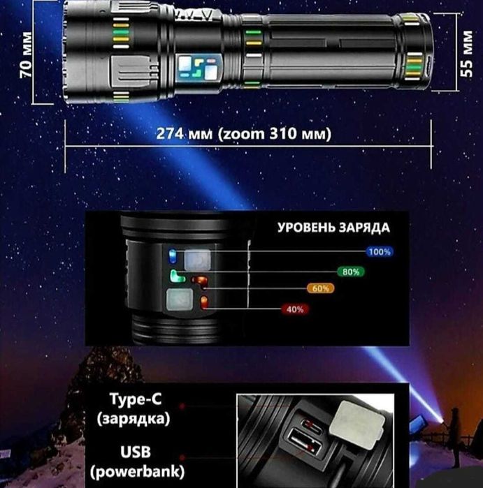 Подарок мужчине супермощный фонарь