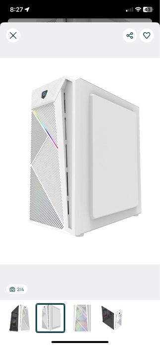 Sistem Desktop AMD Ryzen 5 4500 pana la 4.1 Ghz, 32 GB RAM DDR4SSD512GBm.2 NVMEplacavideoAMDRadeonRX5554G GDDR5 128 bit, carcasa alba tower gaming RGB