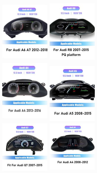 Ceasuri digitale Audi A1,A3,A4,A5,A6,A7,Q3,Q5,Q7 ,TT cu functia carplay!
