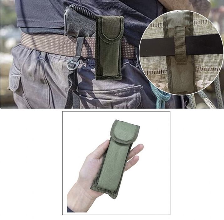 Джобен нож с прибори за хранене 7в1 преносим комплект калъф за колан