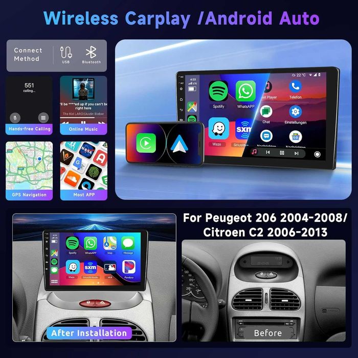 Мултимедия за Peugeot 206 Citroen C2 Android навигация плеър Андроид