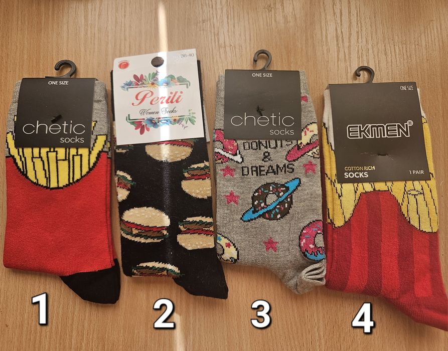 Весели дамски чорапи с храна (36-40)