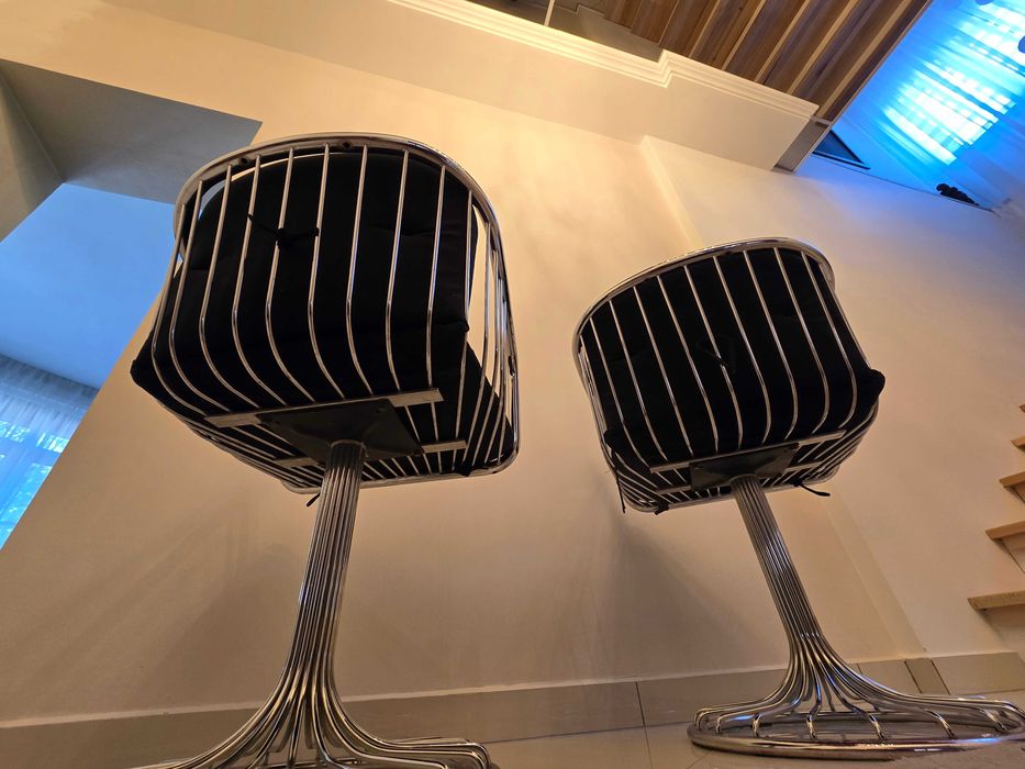 Scaune design modern rotative cromate – set 2 bucăți