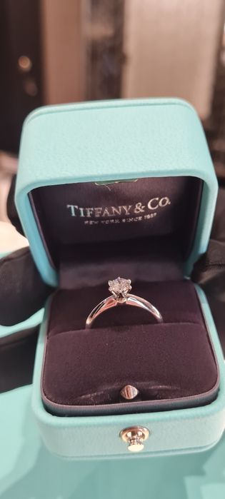 Inel logodna Tiffany platina cu diamant VVS2 F 0.42